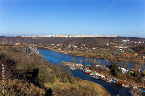 Winter Prague City from the Hill Baba in the sunny Day, Czech Republic © Kajano