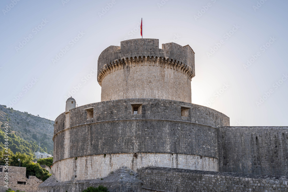 Fort Minceta of Dubrovnik city wall in early moning in Croatia summer