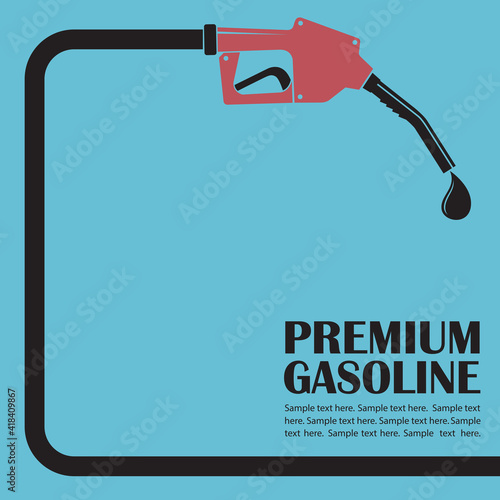 gasoline fuel pump nozzle poster isolated on blue background