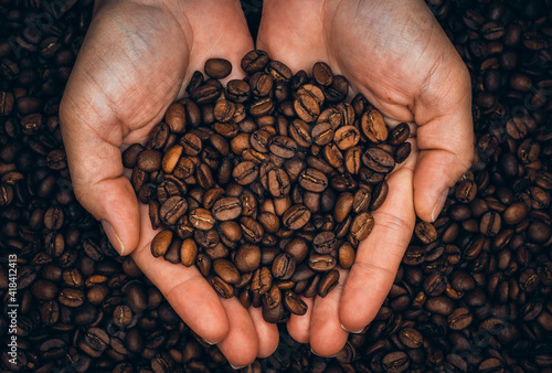 coffee beans in hands