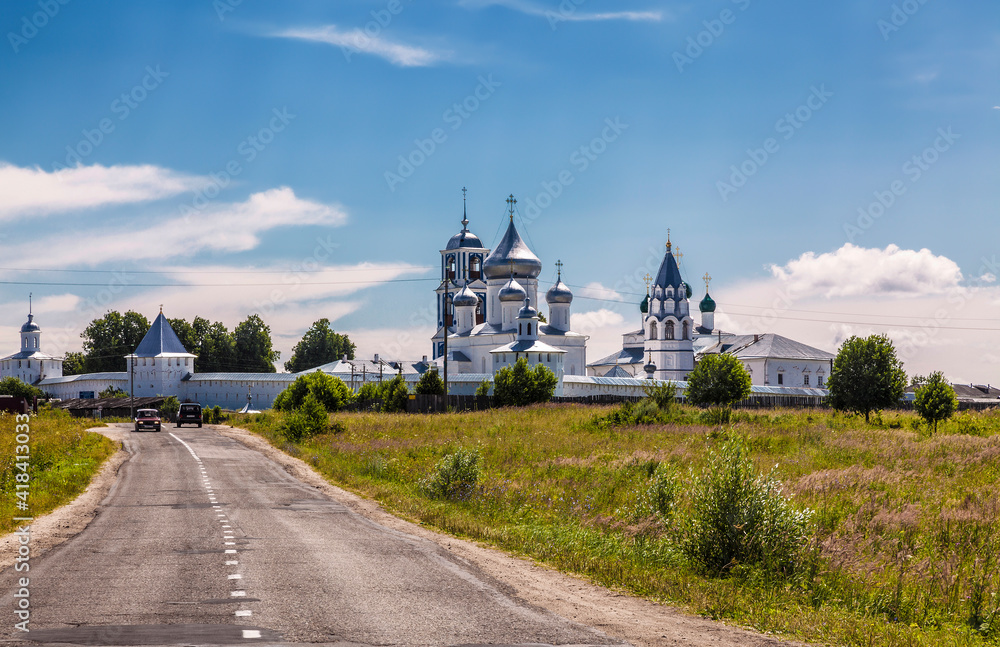 Panorama of the Nikitsky male monastery in Pereslavl Zalessky on a summer day. Russia