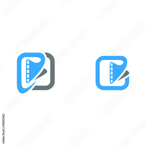 multimedia logo icon design vector template