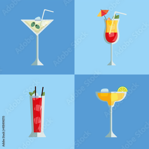 four cocktails drinks