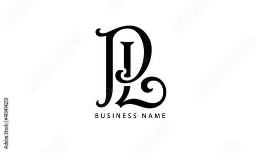 Abstract Letter Initial PL LP Vector Logo Design Template