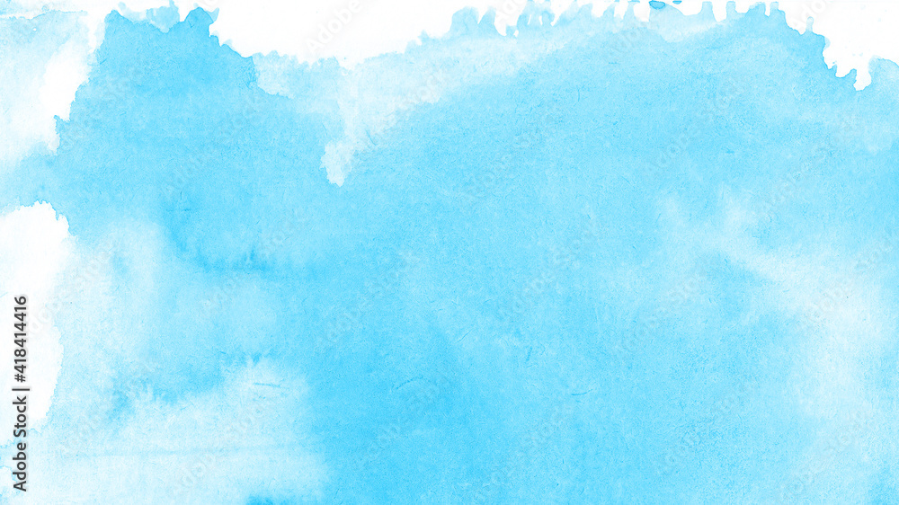 Watercolor blue brush strokes background design isolated.