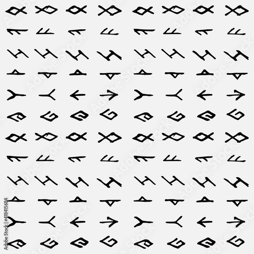Abstract seamless pattern in the form of Norwegian runes. Patterns made in the form of Scandinavian runes.