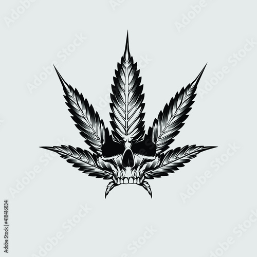 Skull hemp vintage logo illustration