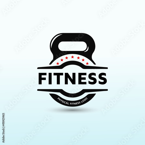 Dynamic logo for Personal Training with dumbbell icon. Virtual CrossFit and fitness vector official logo template.
