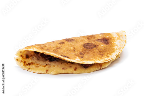pancake isolated on white background. slapjack with cranberry cut out