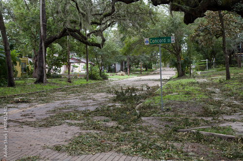 Hurricane Irma damage in historic downtown Lake Eola Heights, Orlando, Florida. September 11, 2017. photo