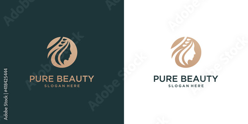 beautiful woman face logo design