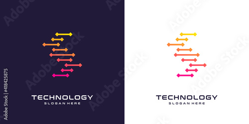 Creative Letter C logo design with technology icon