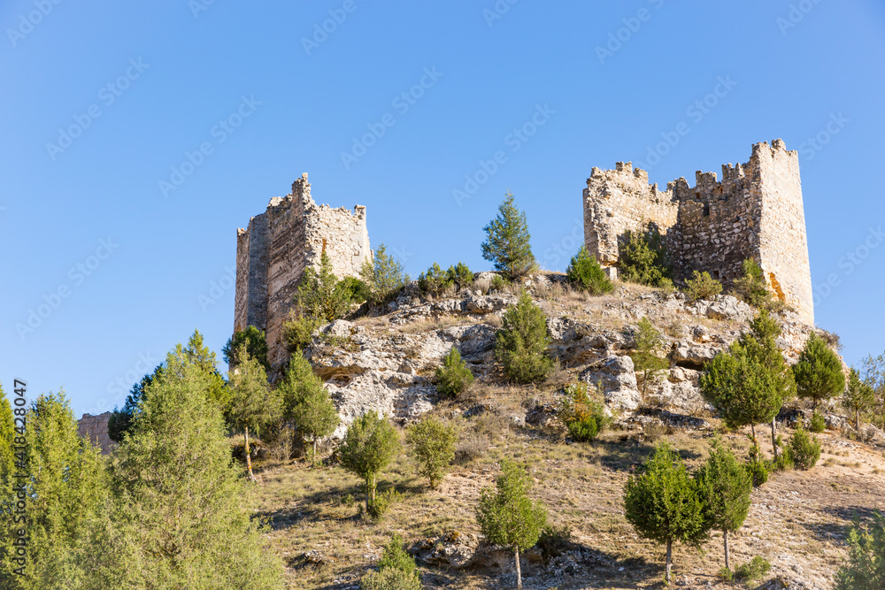 ruins of the Templar castle of Castillejo de Robledo, province of Soria, Castile and Leon, Spain