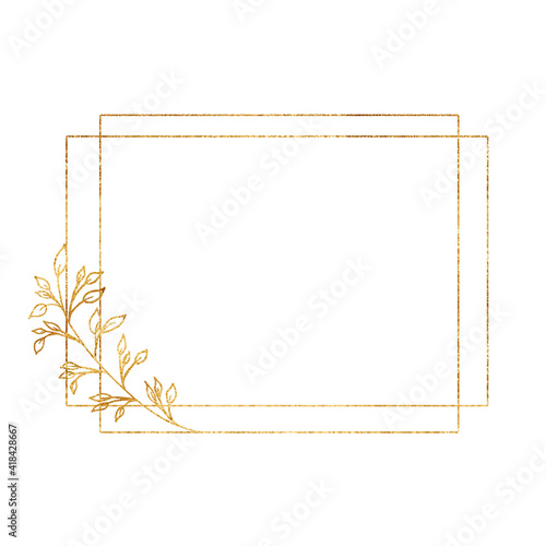 Gold frame isolated on a white background. Holiday cards. Wedding invitations.