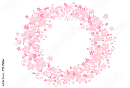 桜の花びら円形のフレーム2
