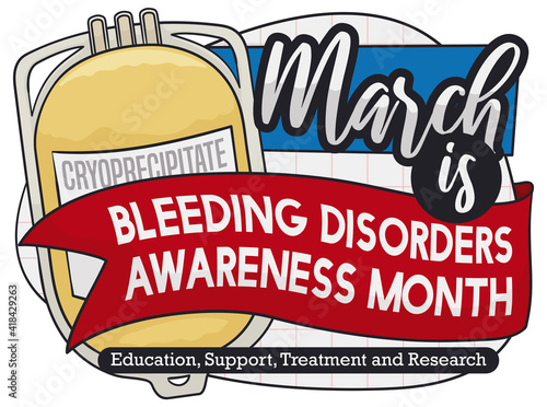 Cryoprecipitate Bag with Greeting for Bleeding Disorders Month Celebration, Vector Illustration