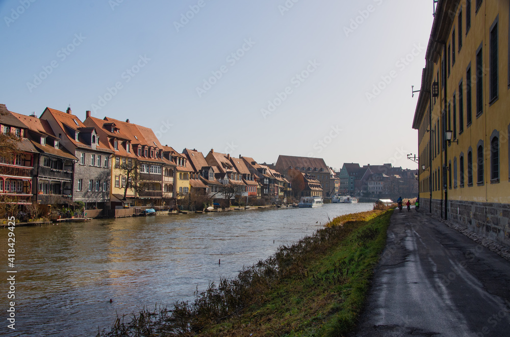 Bamberg, 25.2.2021. View of Little Venice on a sunny day in February