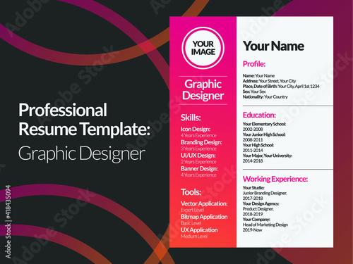 Graphic Designer Resume Design Template photo