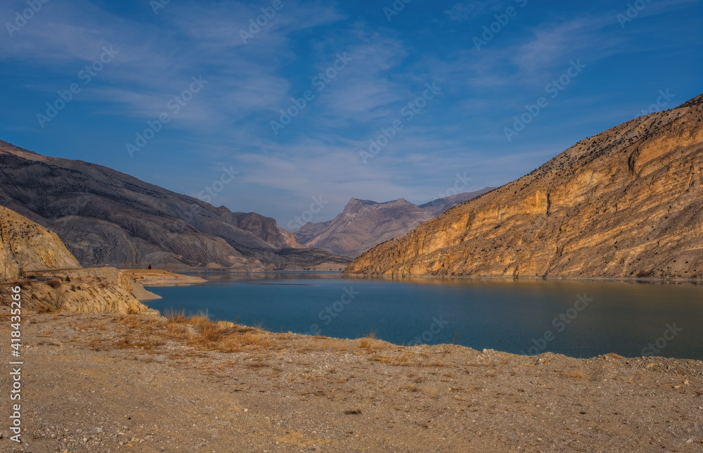 Tortum lake, beautiful landscape. Tortum Lake formed on Tortum Stream. Paradise lake with azure water. January 2021 Tortum lake, beautiful landscape. Tortum Lake formed on Tortum Stream. Paradise lake with azure water. January 2021