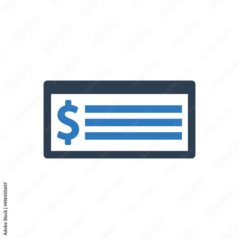 Bank check - finance payment icon sign symbol Bank check - finance payment icon sign symbol