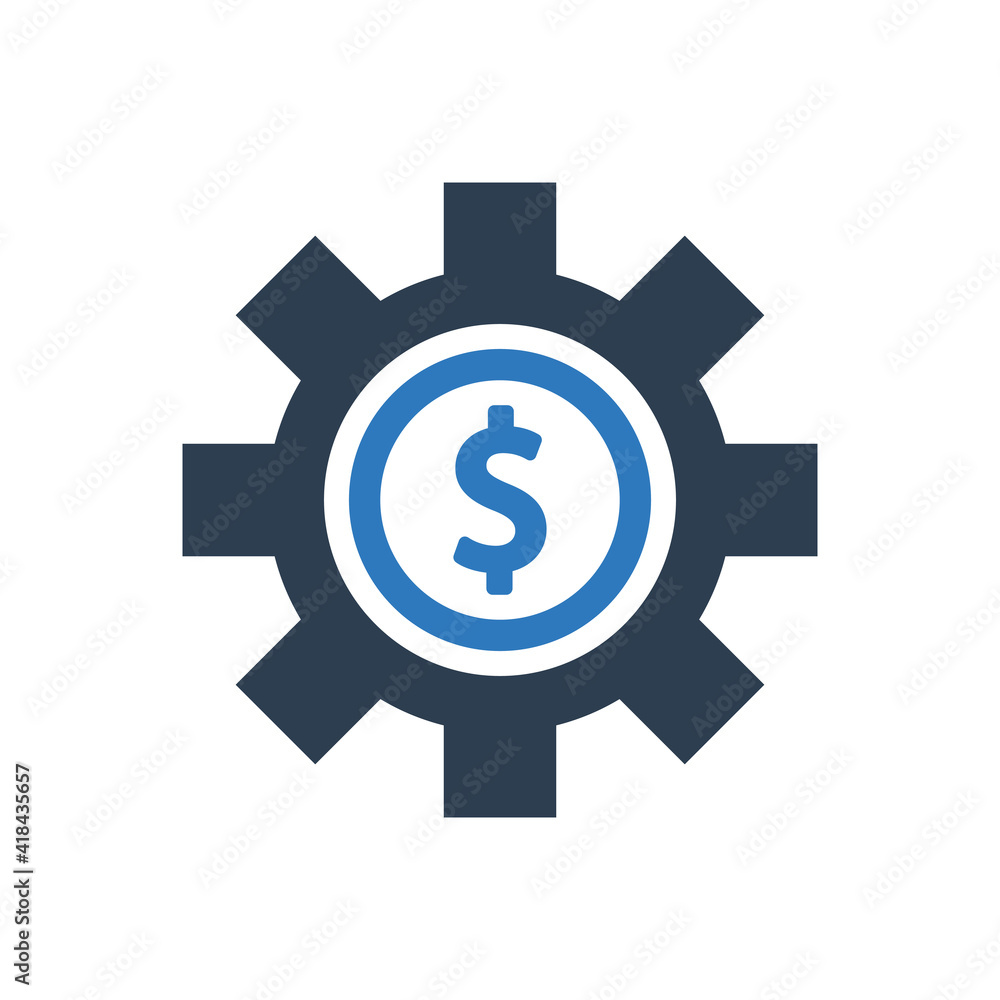 Finance gear icon - Money settings icon Finance gear icon - Money settings icon