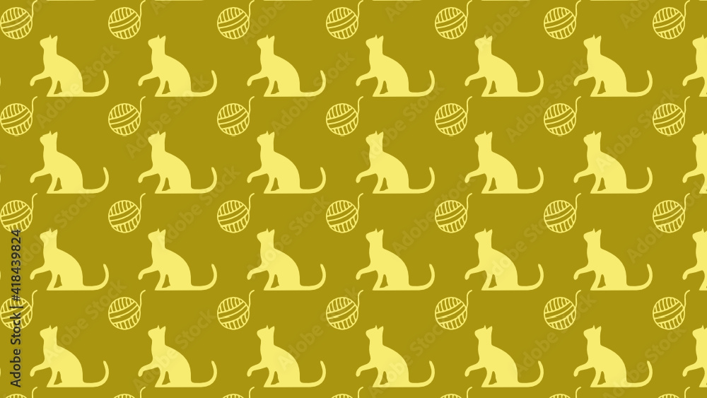 Cat and yarn pattern 