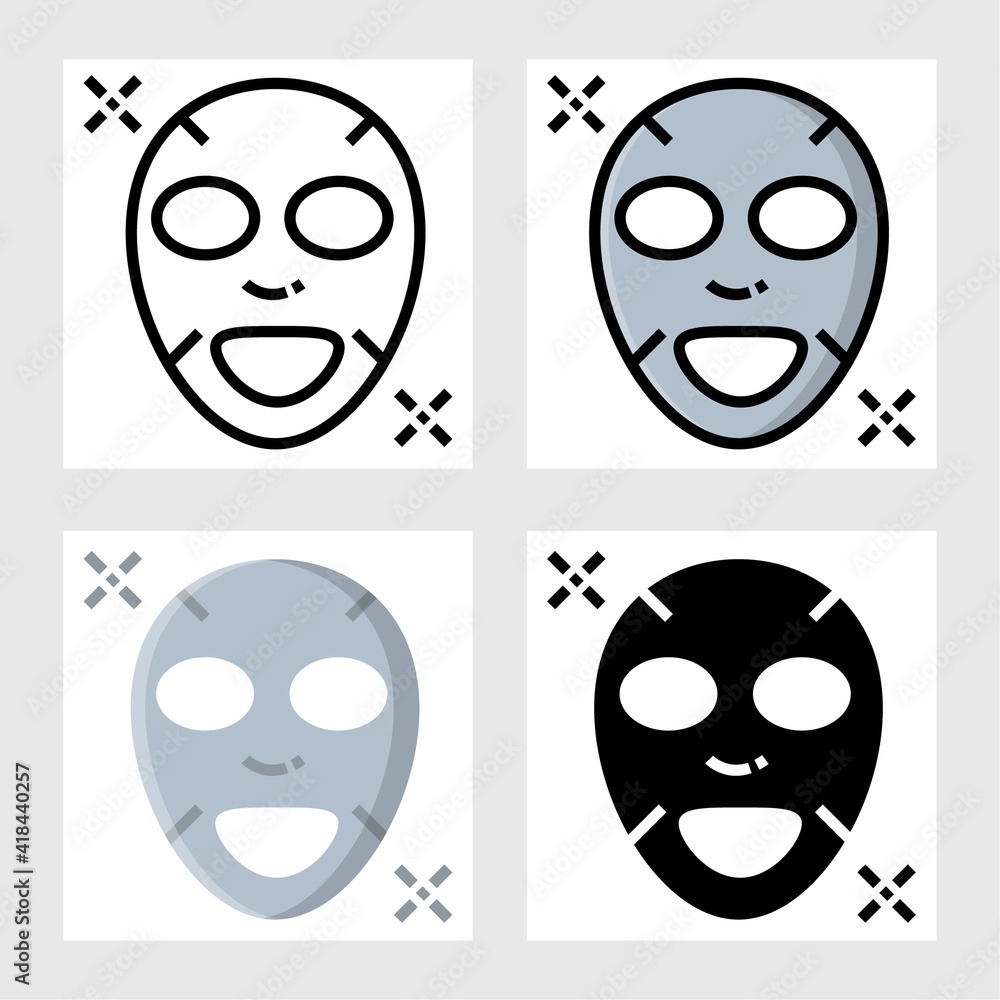 facial mask icon vector design in filled, thin line, outline and flat style. facial mask icon vector design in filled, thin line, outline and flat style.