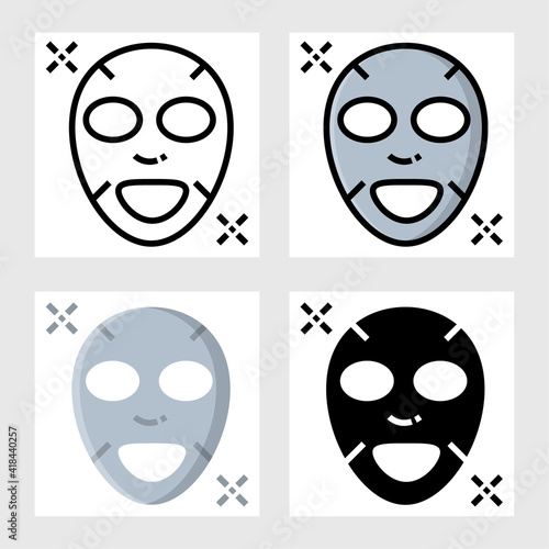 facial mask icon vector design in filled, thin line, outline and flat style.