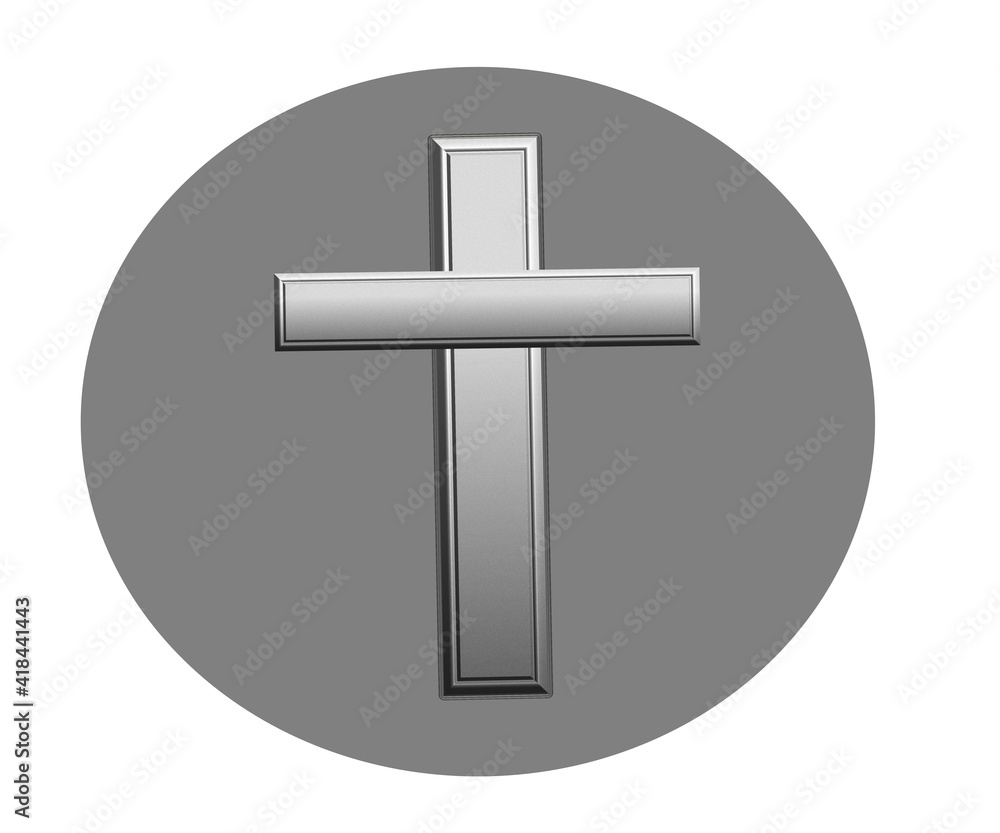 Obraz premium Cross on gray background, christianity, 3d illustration.