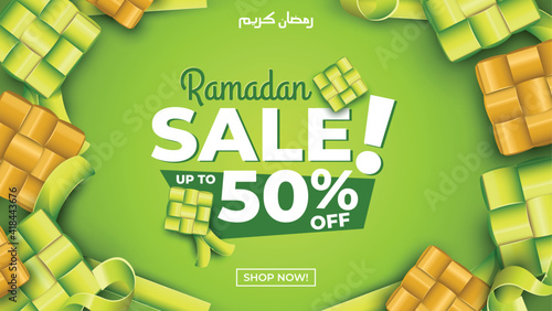 Ramadan Sale with Ketupats Background