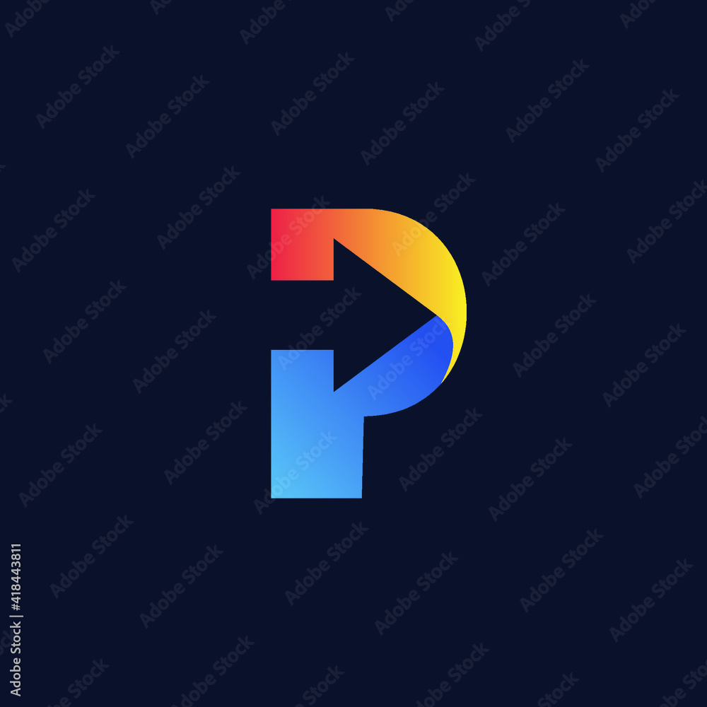Letter p and arrow logo Letter p and arrow logo