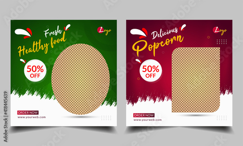 social media promotion and Instagram banner post Food advertisement design template.