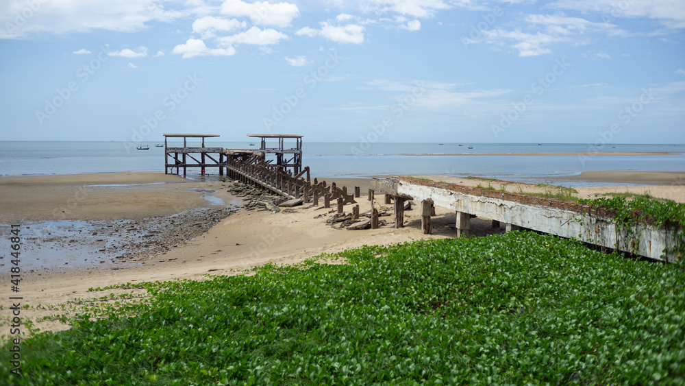 A jetty was connecting to the sea from shore area, Hua Hin Thailand