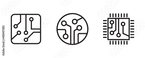 Circuit board icon set. Vector graphic illustration. Suitable for website design, logo, app, template, and ui. 