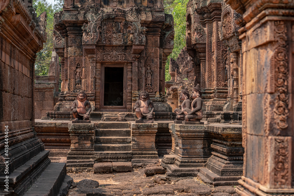 Banteay Srei Temple is an ancient temple in archaeological site in Cambodia.