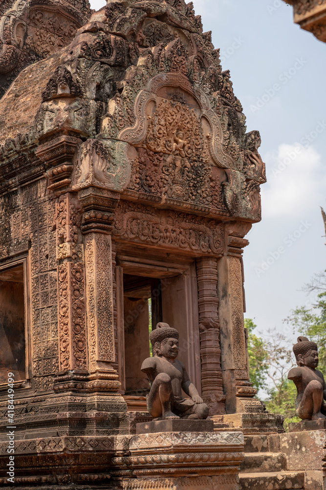 Banteay Srei Temple is an ancient temple in archaeological site in Cambodia.