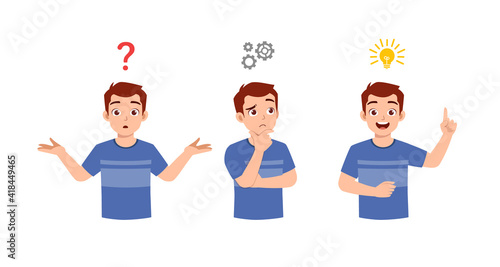 good looking man thinking and search for idea process
