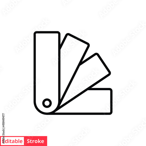 Pantone line icon. Simple outline style for web, mobile, ui design. Book, multicolor, art, designer, drawing, palette concept. Vector illustration isolated on white background. Editable stroke EPS 10.