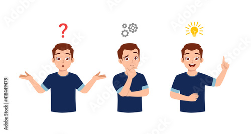 good looking man thinking and search for idea process