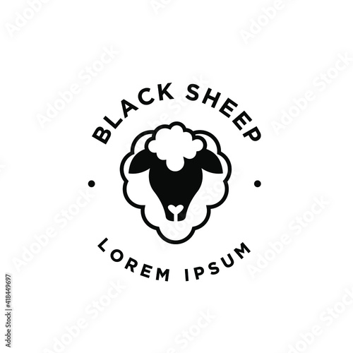 Sheep head monoline line logo icon design