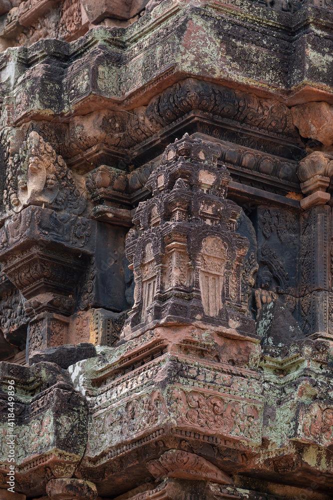 Banteay Srei Temple is an ancient temple in archaeological site in Cambodia.