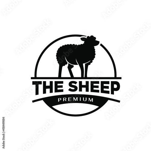 Sheep farm vintage logo icon design
