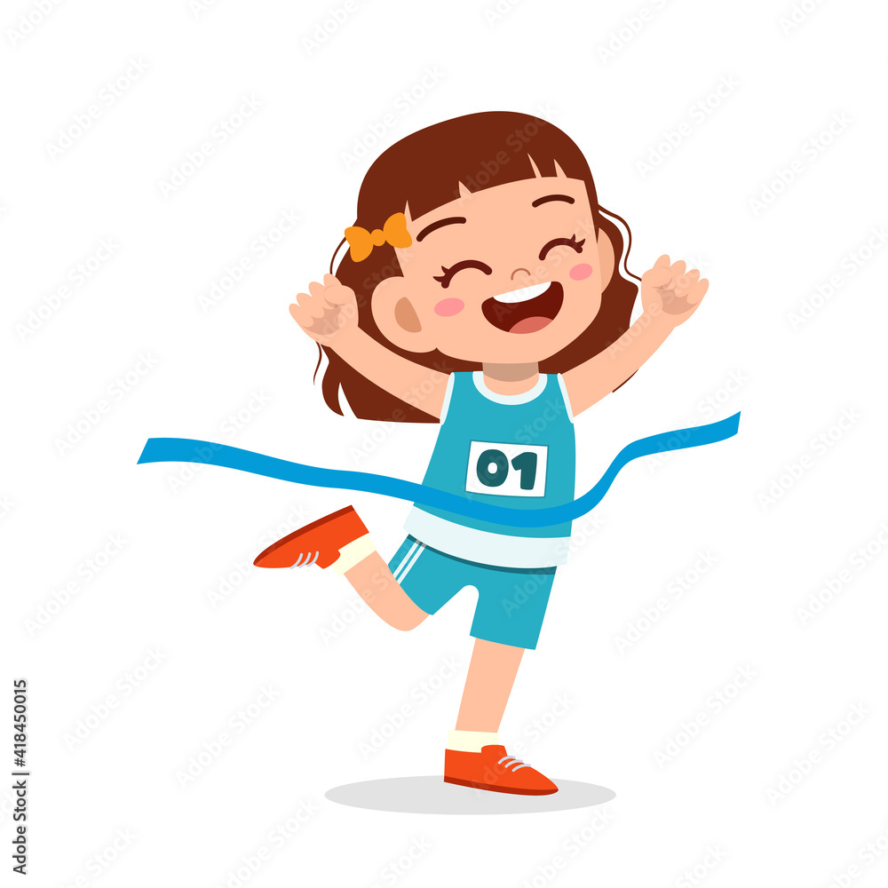 cute little girl run in marathon race and win