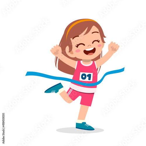 cute little girl run in marathon race and win