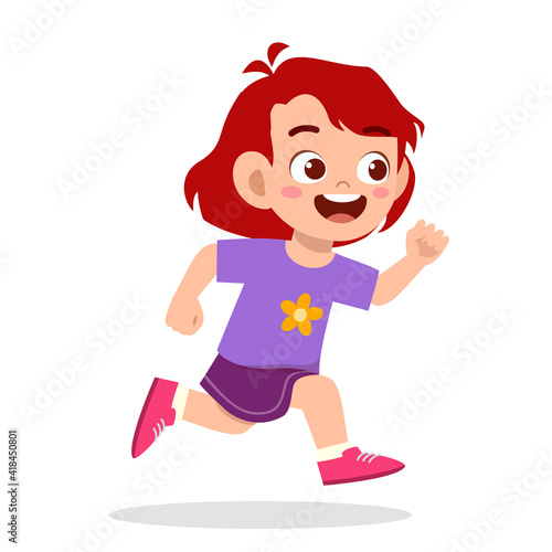 happy cute little girl running so fast
