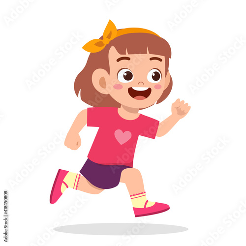 happy cute little girl running so fast