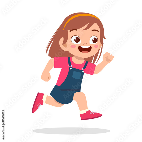happy cute little girl running so fast