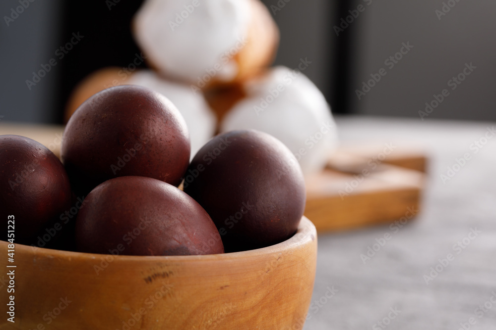 Still life many colorful easter eggs on a textural background. Rustic. Easter celebration concept. Still life many colorful easter eggs on a textural background. Rustic. Easter celebration concept.
