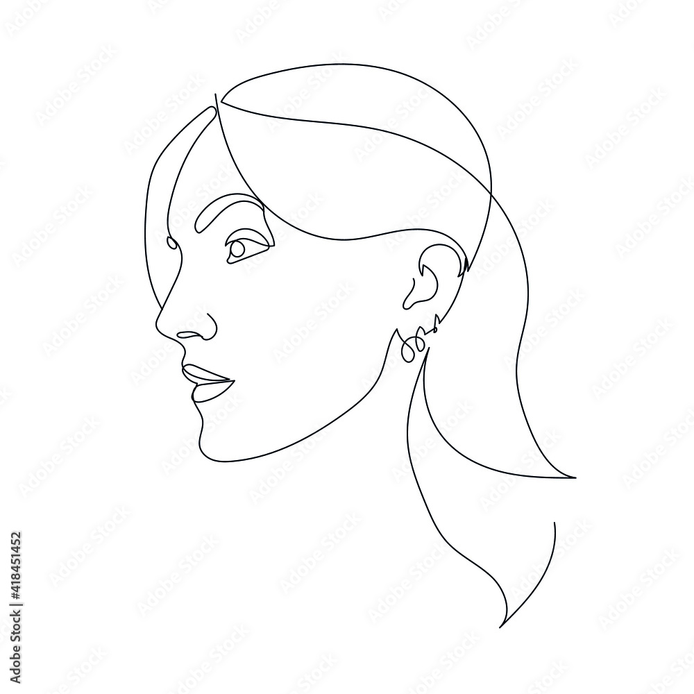 One line portrait. Hand drawn abstract face. Minimal art. Trendy style. One line portrait. Hand drawn abstract face. Minimal art. Trendy style.