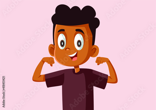 Strong Healthy Happy Boy Vector Illustration